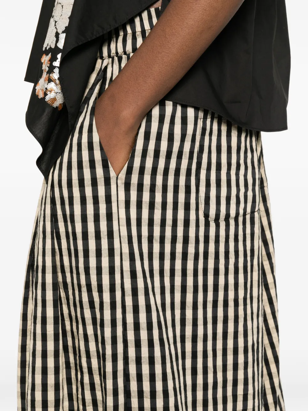 Check-Pattern Cropped Trousers