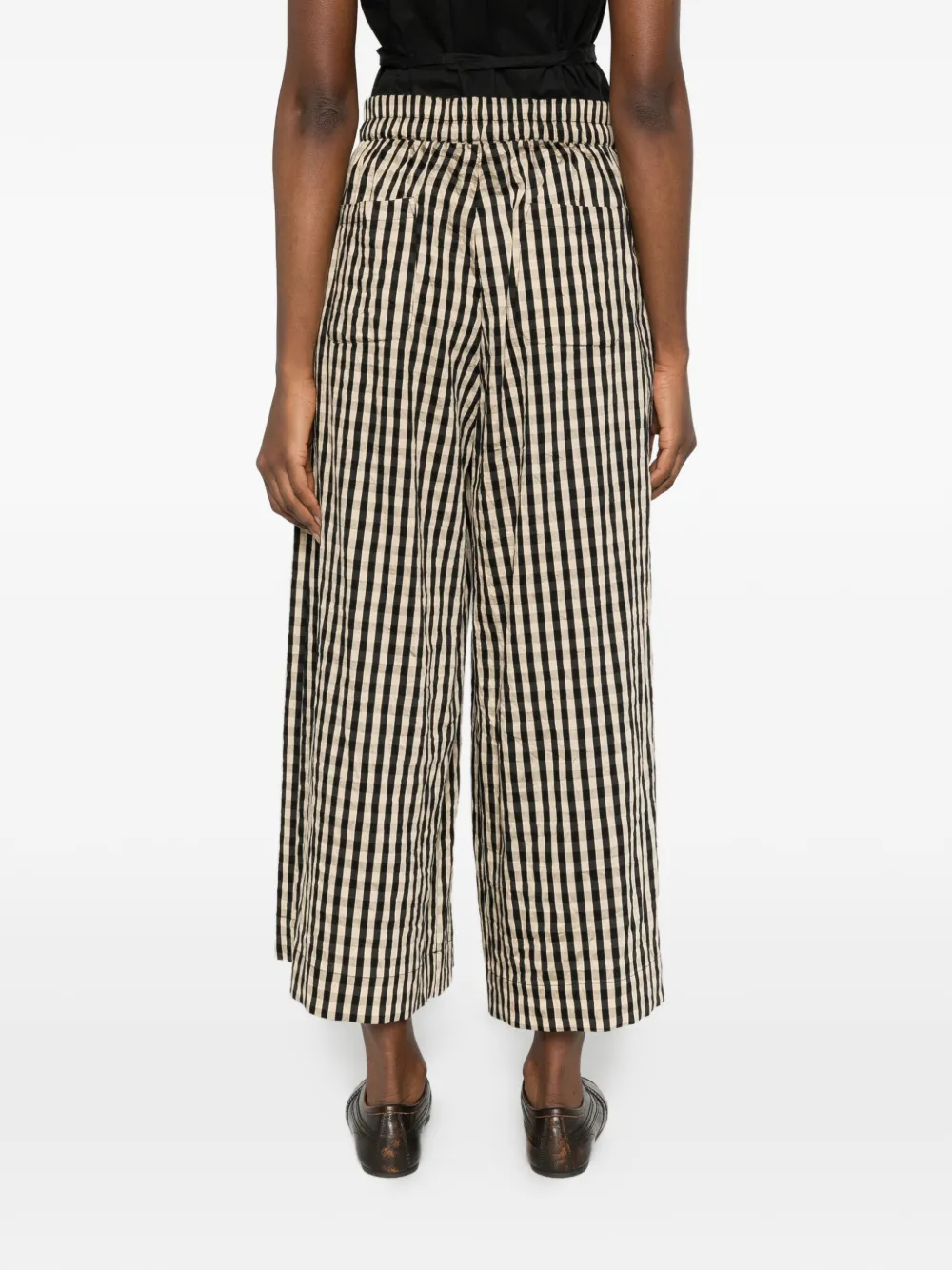 Check-Pattern Cropped Trousers