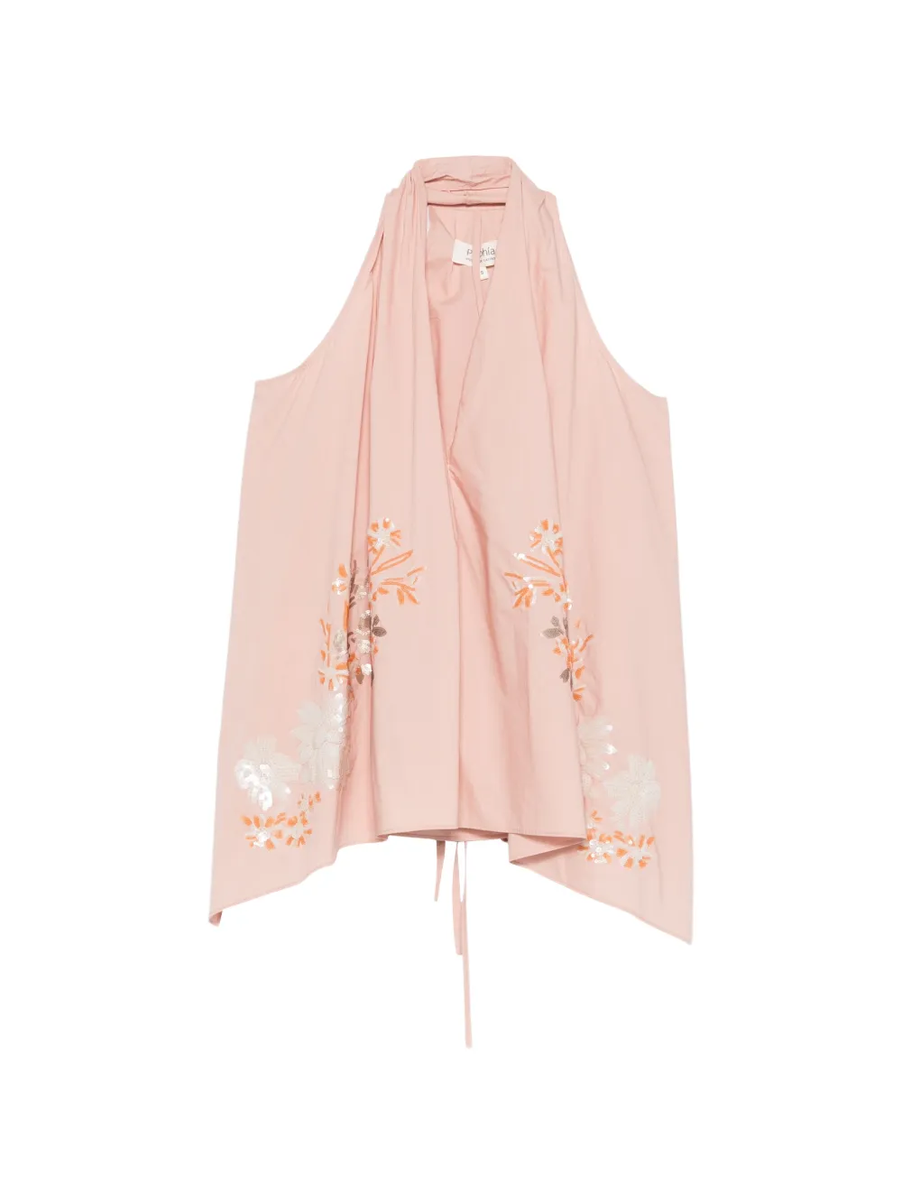 PSOPHIA Top a fiori con scollo all'americana - Rosa