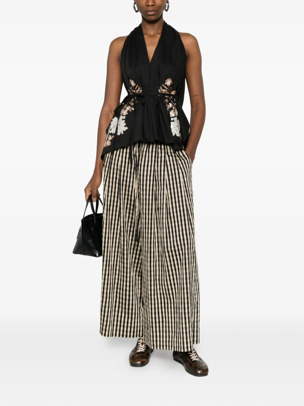  Psophia Floral Halterneck Top - Black 