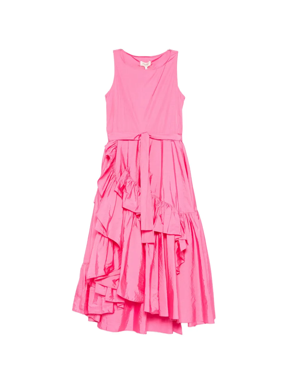 Psophia Ruffled Tie Midi Dress In Pink