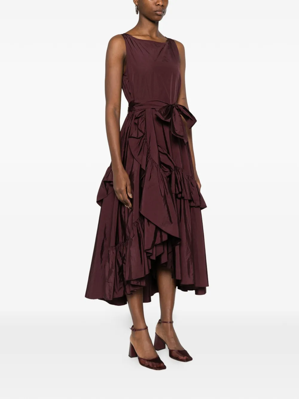 Ruffled Belted Midi Dress