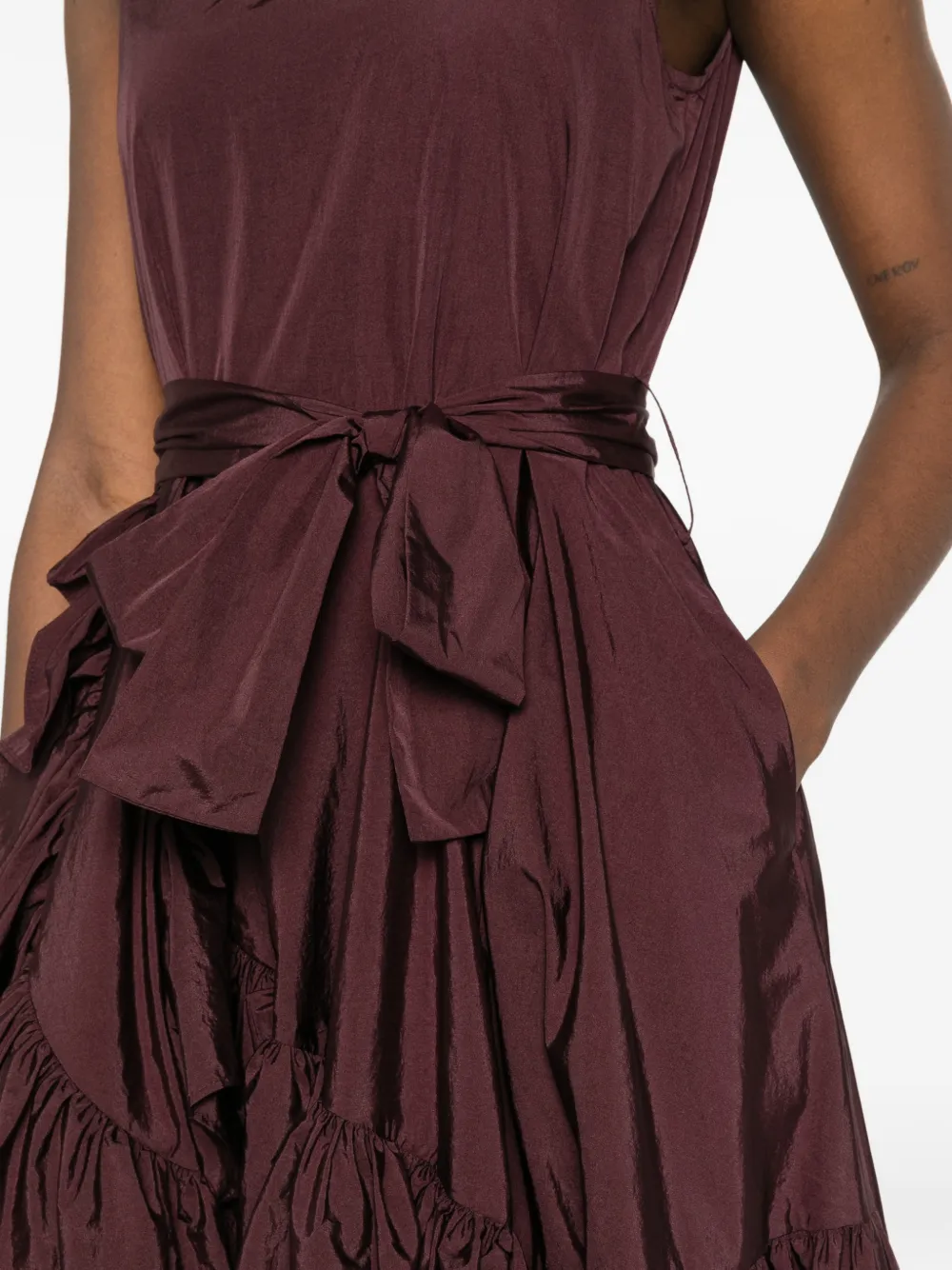 Ruffled Belted Midi Dress