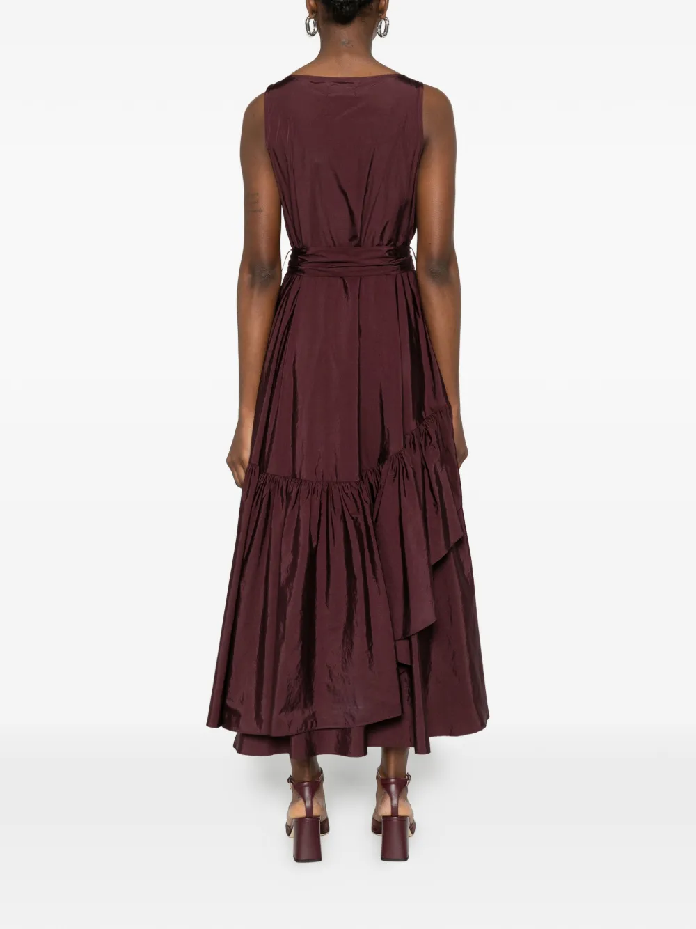 Ruffled Belted Midi Dress