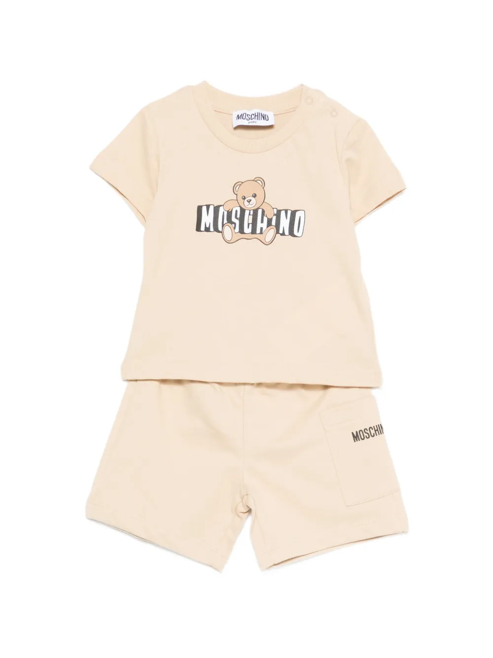 Moschino Kids teddy logo babywear set - Nude