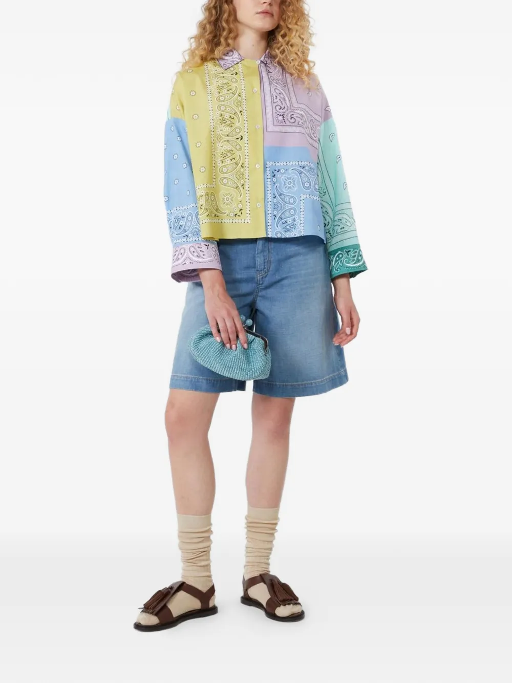  Weekend Max Mara Patchwork Bandana-print Shirt - Blue 