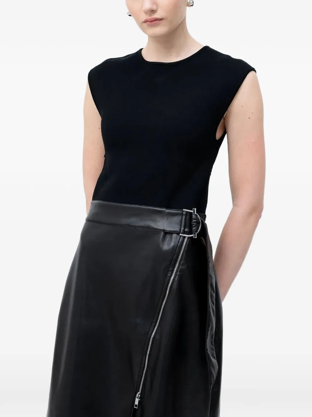 BOSS zip-detail belted midi dress - Nero