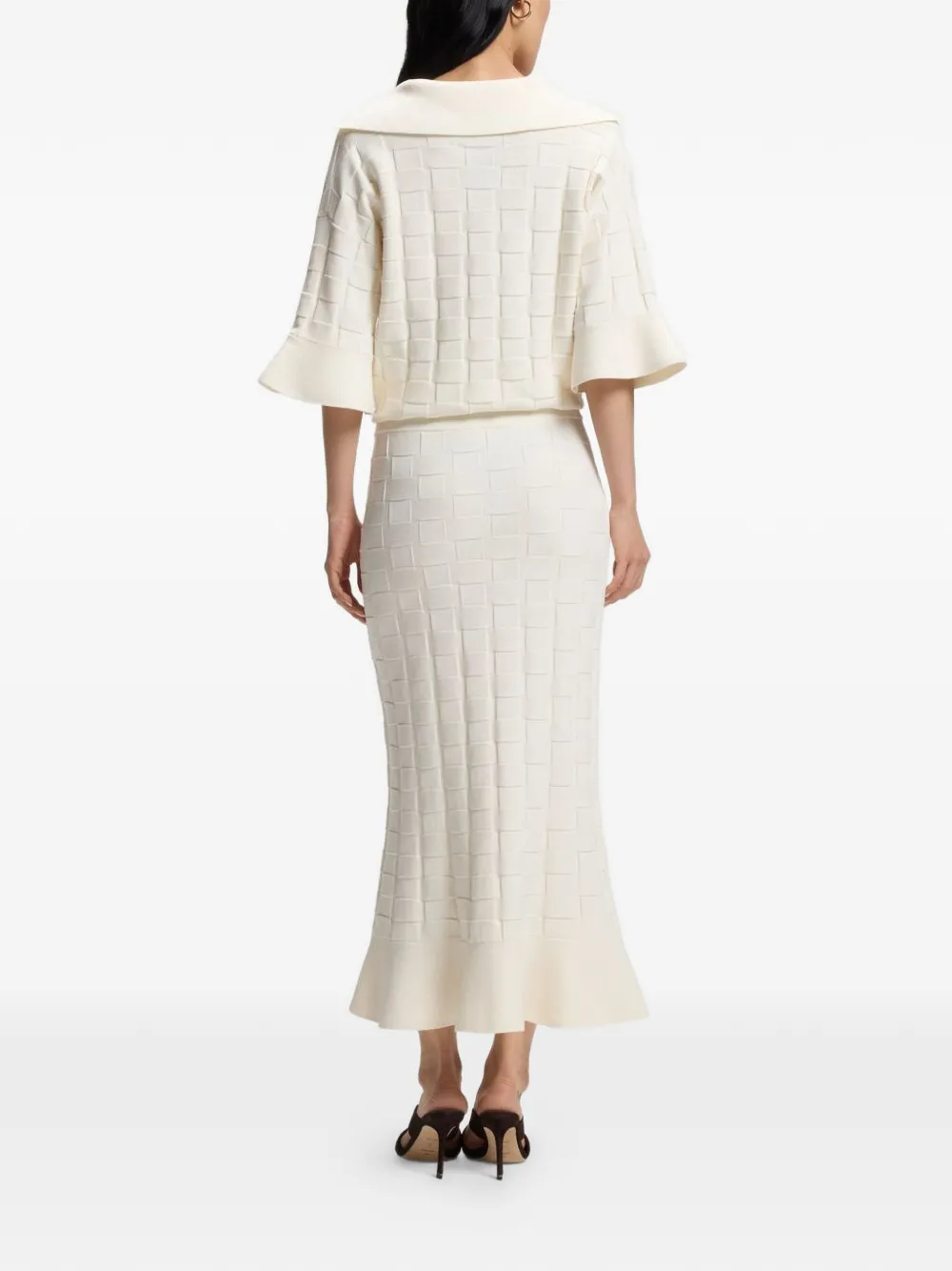  Boss Knitted Woven Midi Skirt - Neutrals 