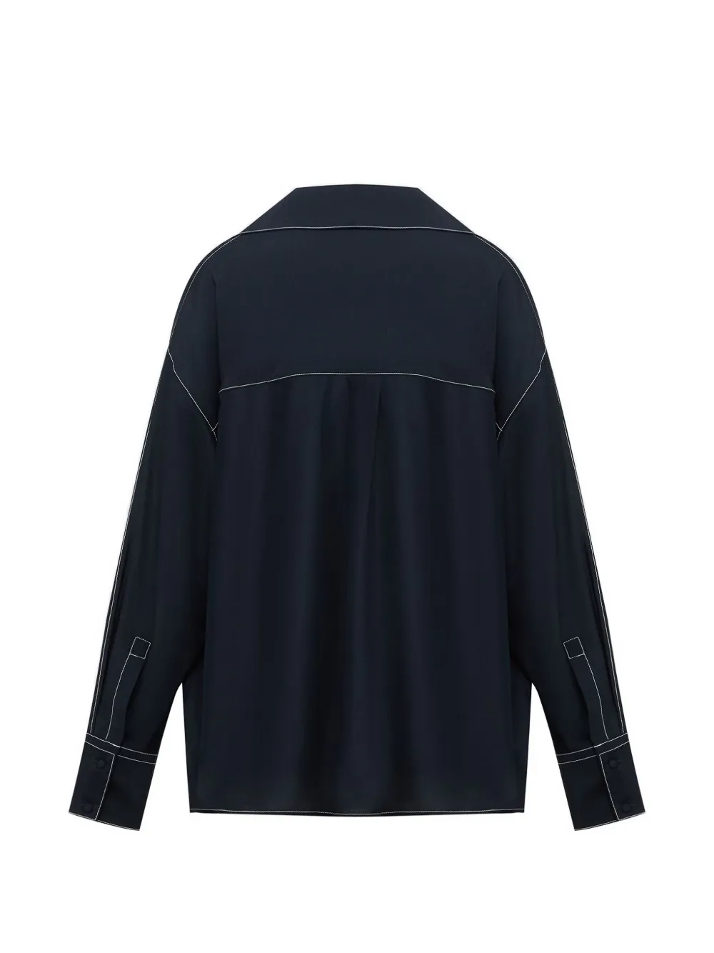  Boss Contrast-stitching Blouse - Blue 