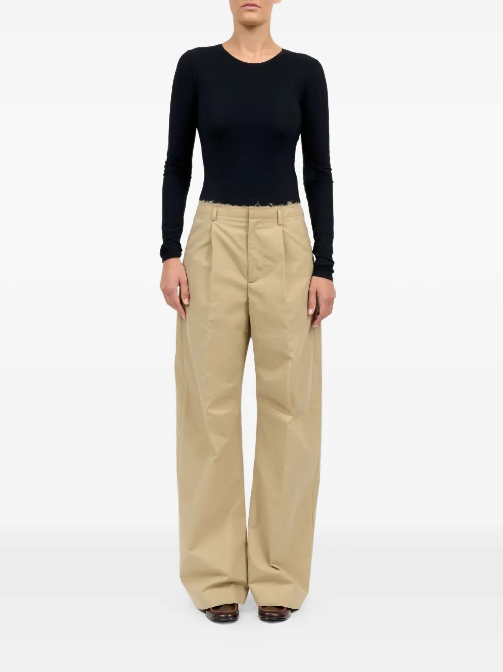 MM6 Maison Margiela Plooibroek met gerafelde afwerking Beige