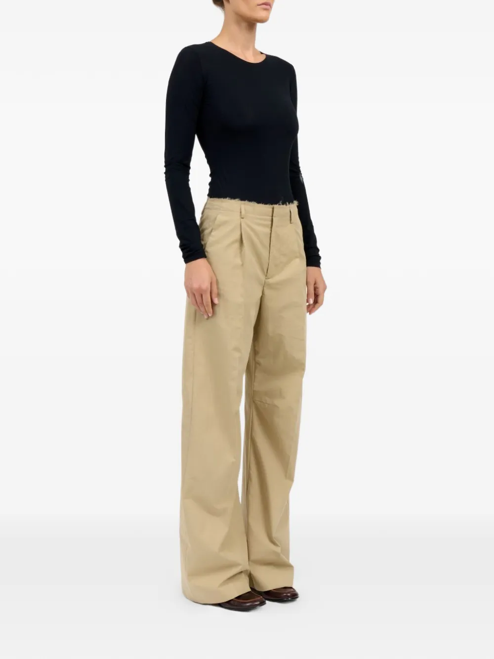MM6 Maison Margiela Plooibroek met gerafelde afwerking Beige