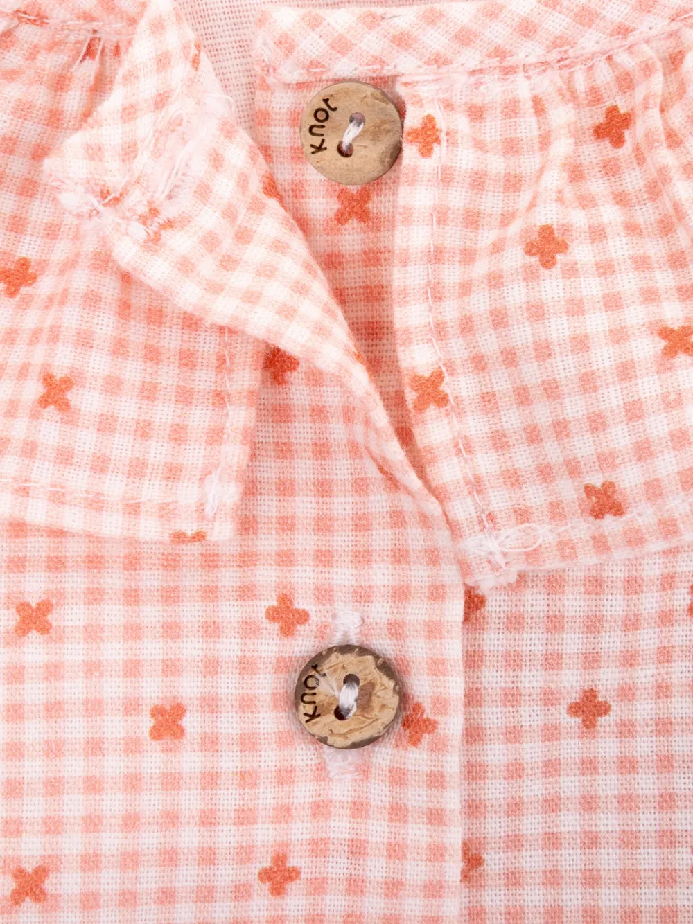  Knot Grace Ruffled Checked Blouse - Pink 