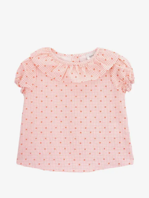 Knot Grace ruffled checked blouse
