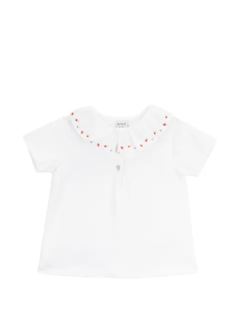 Knot Camellia embroidered blouse