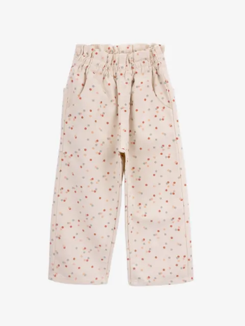 Knot polka dots-pattern cotton trousers
