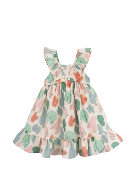 Knot ruffled animal-print dress