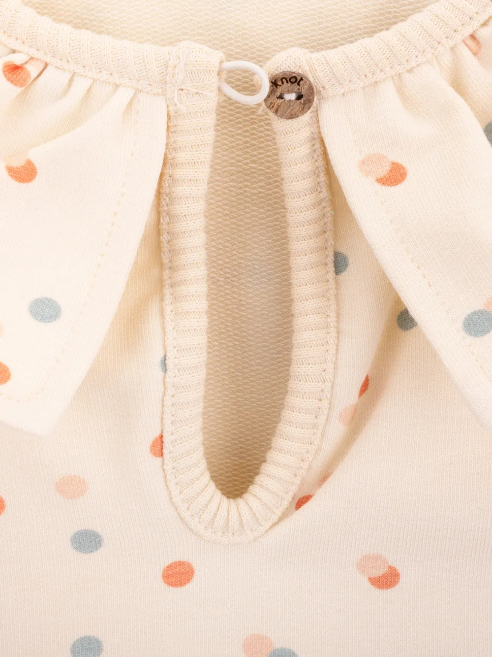  Knot Ruffled Dotted Sweatshirt - Neutrals 