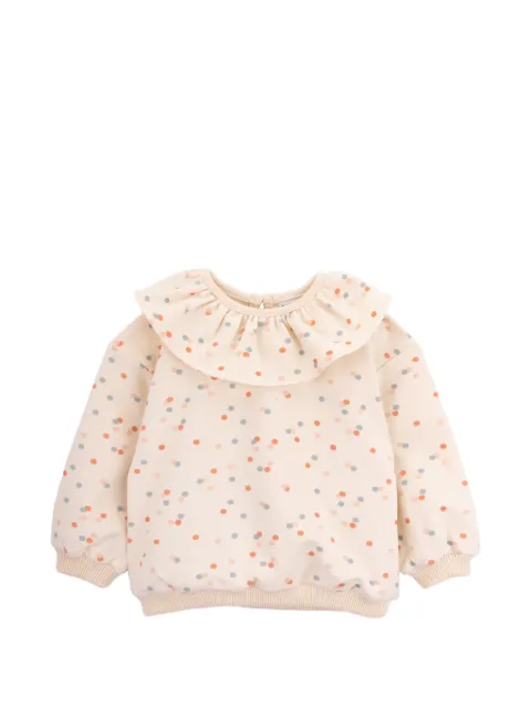 Knot ruffled dotted sweatshirt