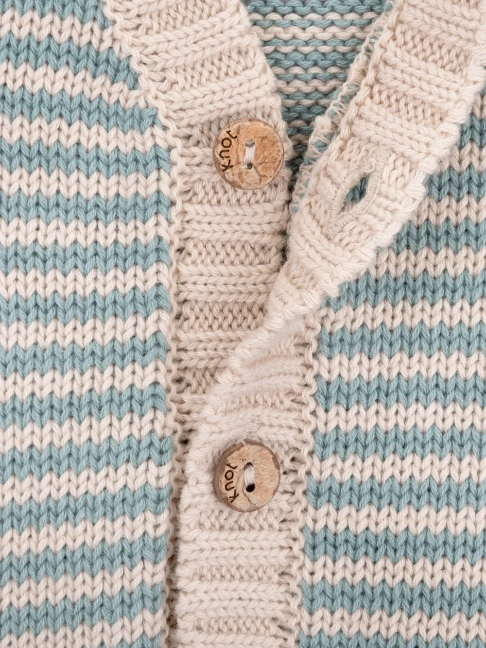  Knot Striped-pattern Button Cardigan - Blue 