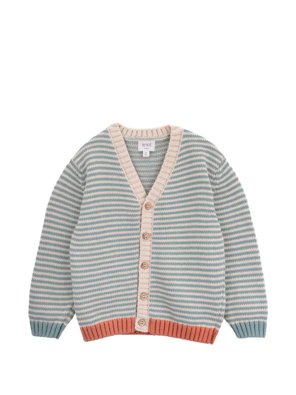 Knot striped-pattern button cardigan - Blu