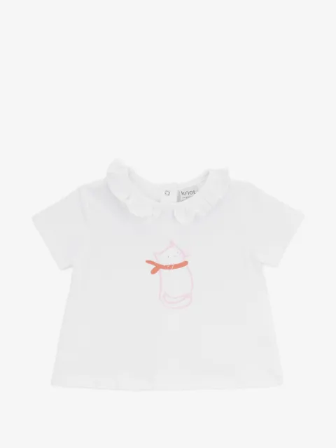 Knot Mary Cat ruffled print T-shirt