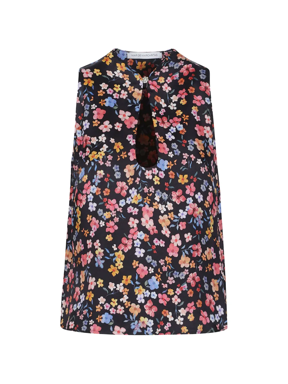 MAR DE MARGARITAS floral top - Nero