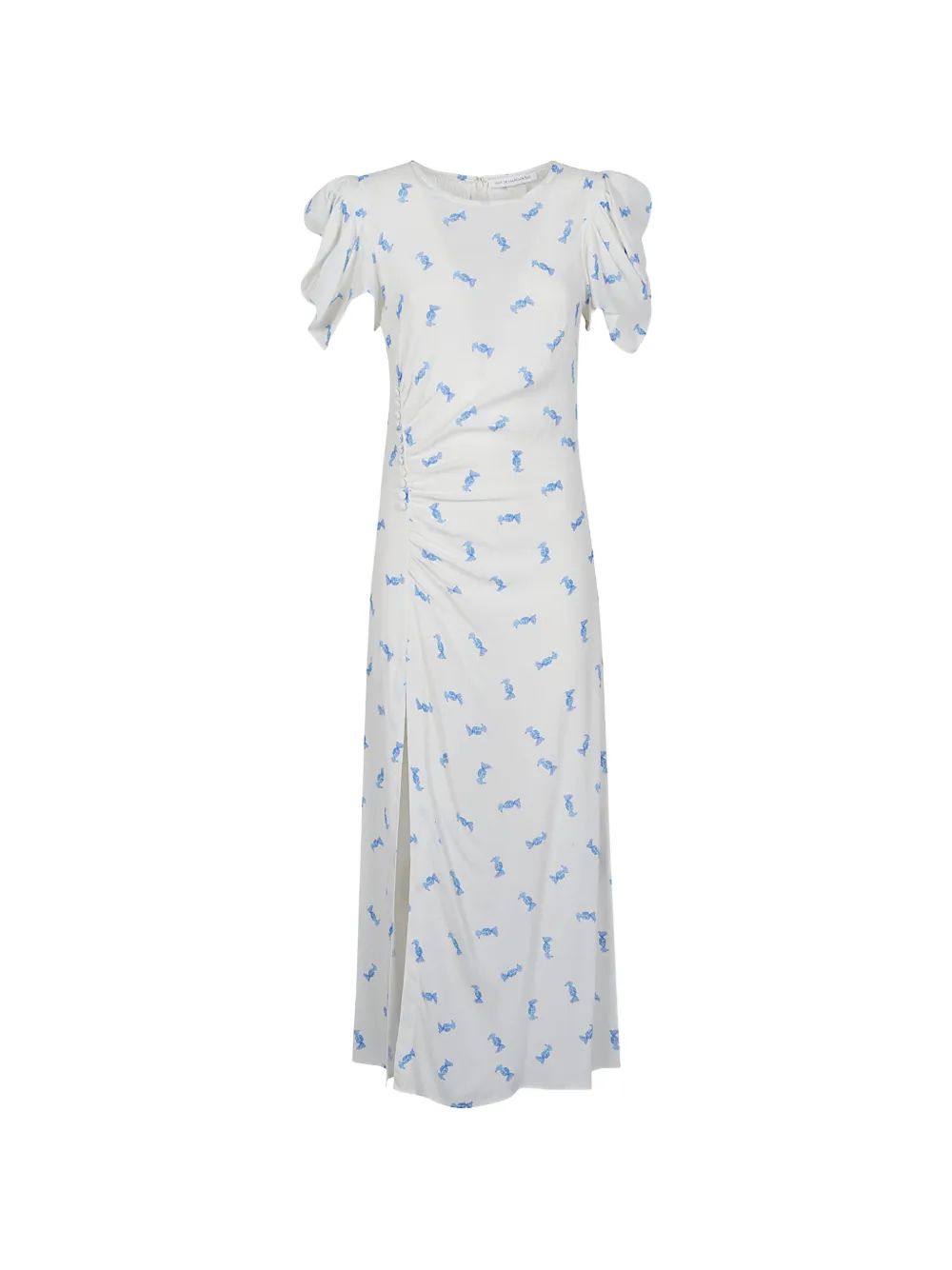 MAR DE MARGARITAS puff-sleeve printed maxi dress - Bianco