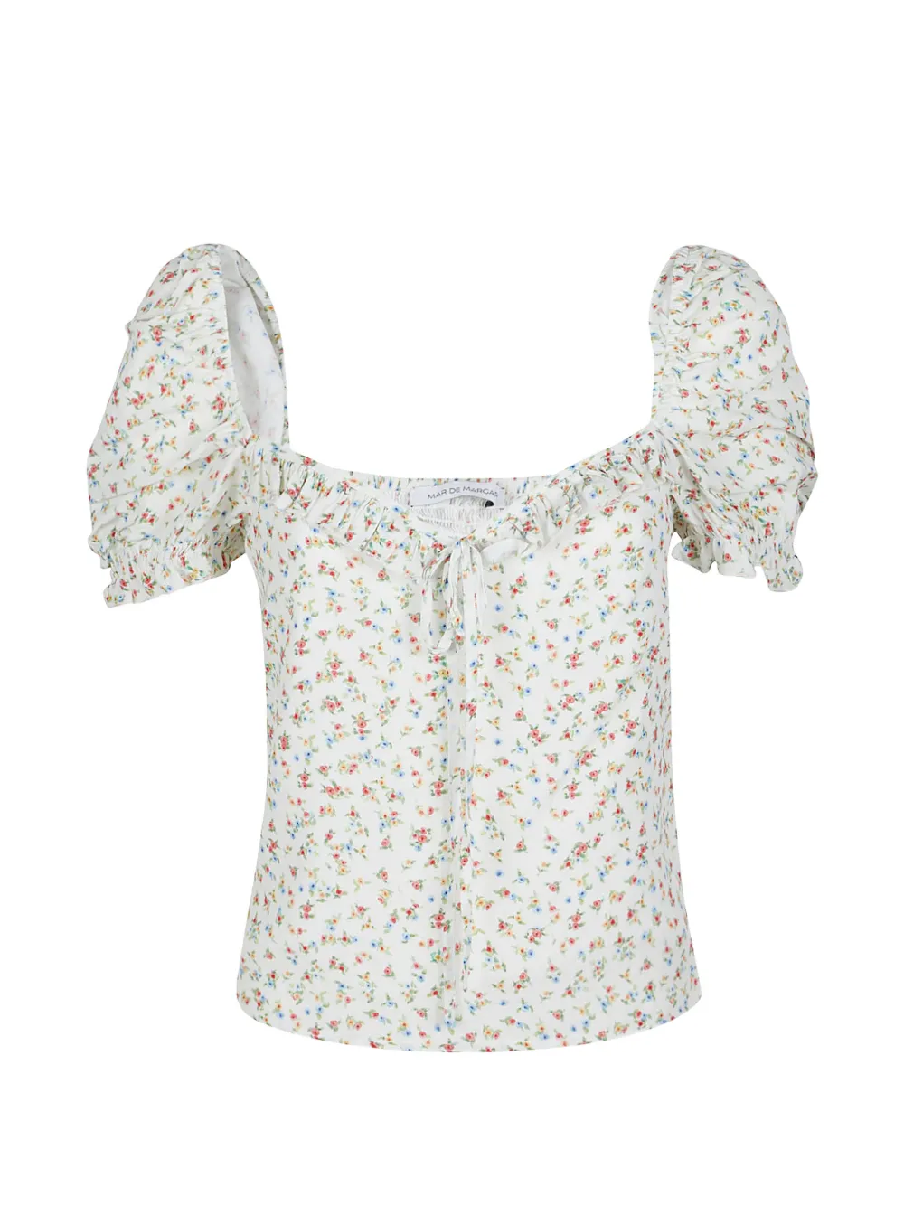 MAR DE MARGARITAS shirred floral-pattern blouse - Bianco