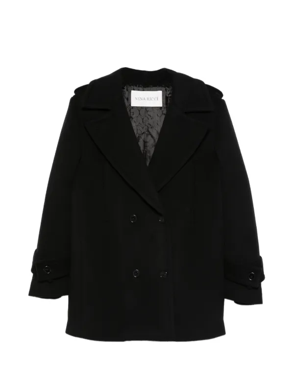 Nina Ricci Double-breasted Reefer Coat in Black