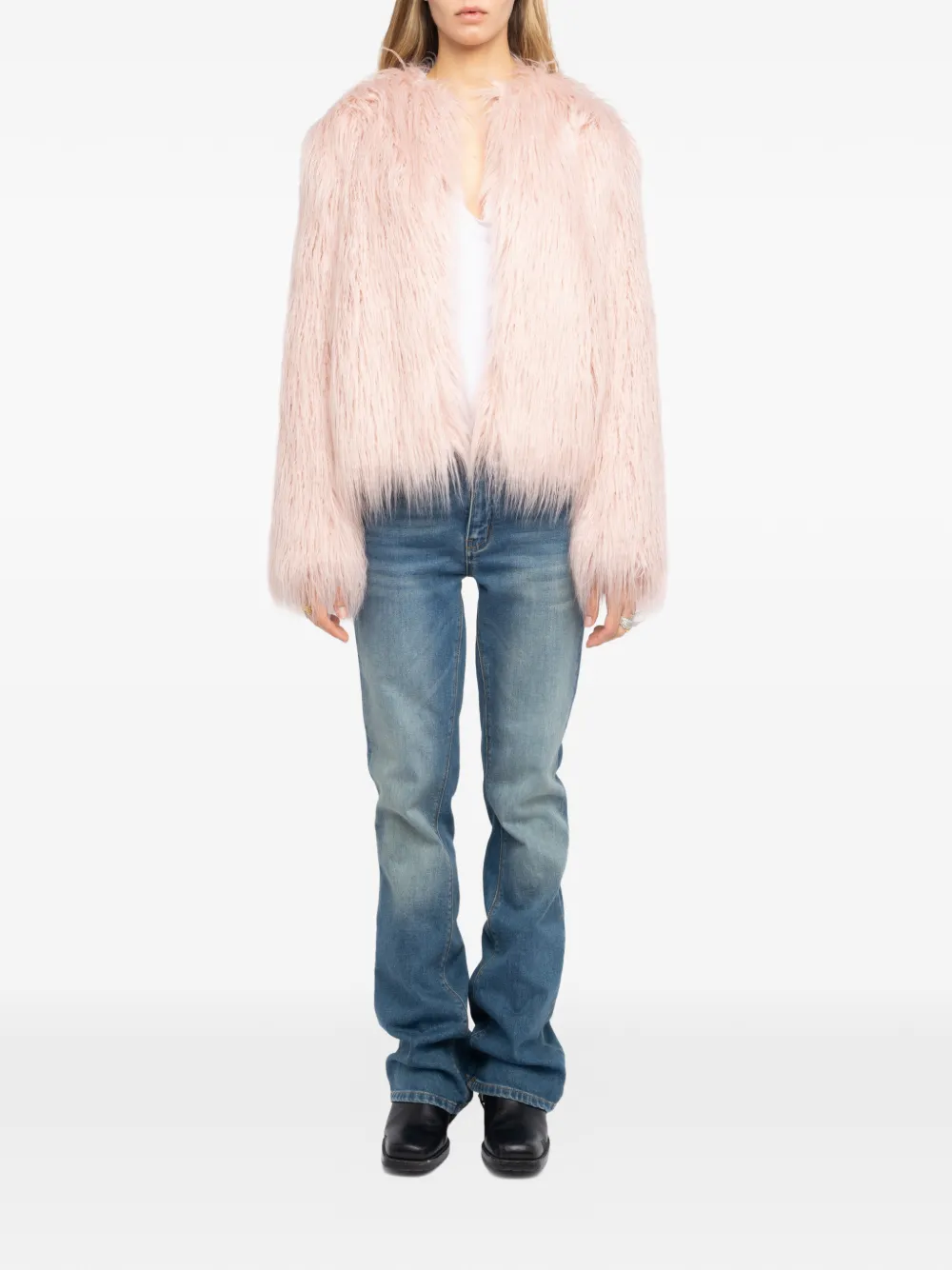 Zadig&Voltaire Freddie Curly jas van imitatiebont Roze