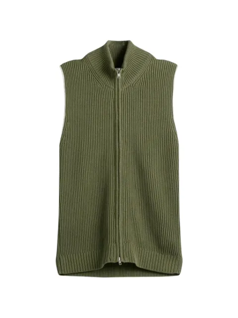 MM6 Maison Margiela ribbed-knit sleeveless zip-up cardigan