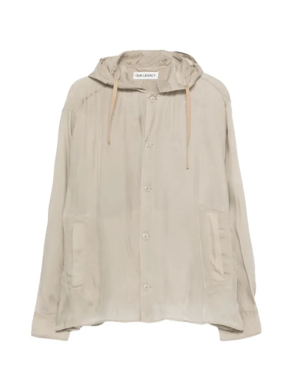 OUR LEGACY Rover Hooded Shirt in Neutrals
