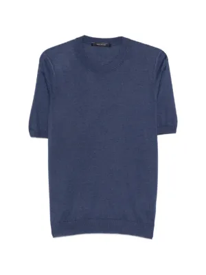 Tagliatore Darnel V-neck Ribbed Polo Shirt | Blue | FARFETCH