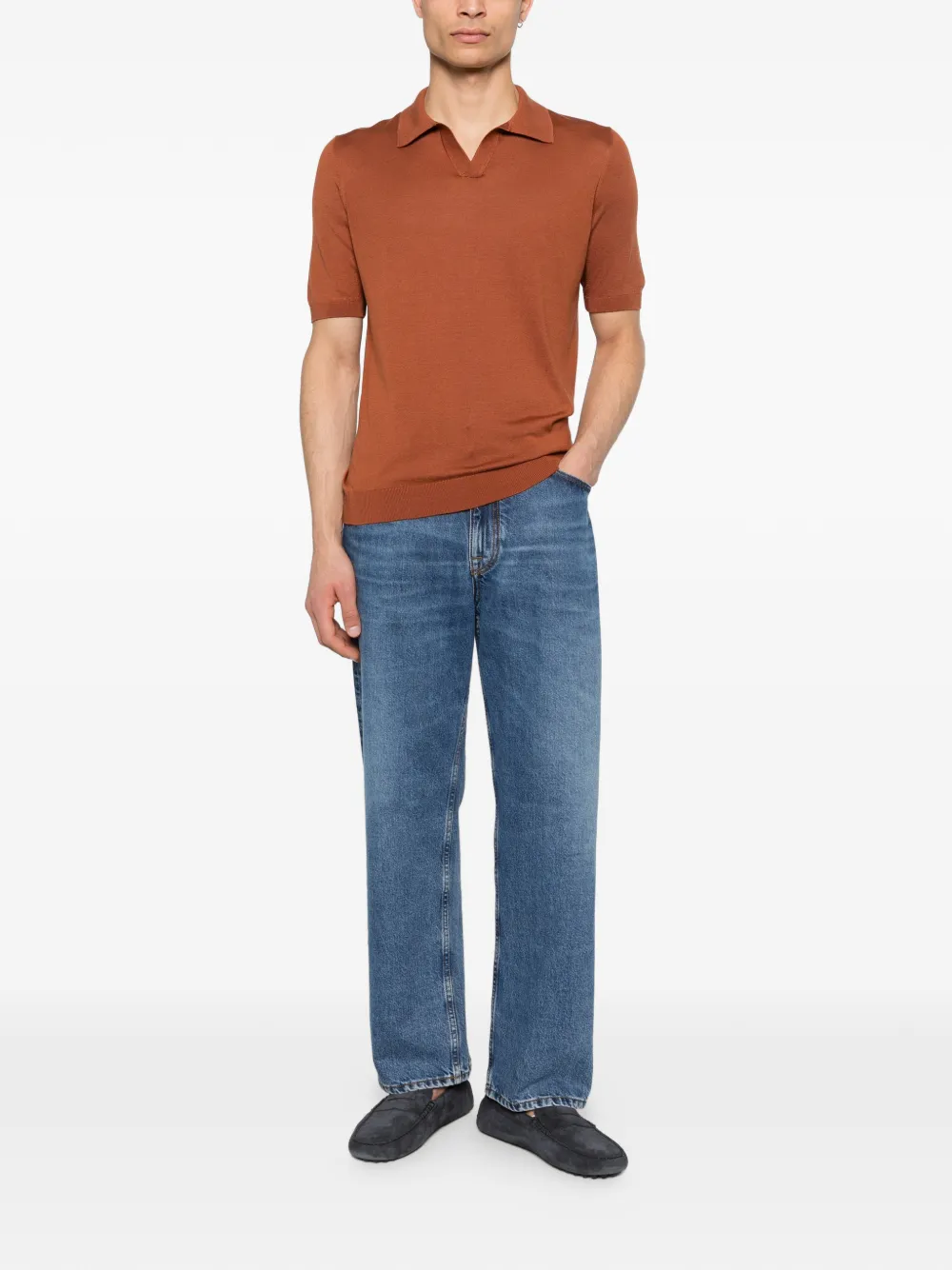 Tagliatore Keith T-shirt met V-hals Bruin