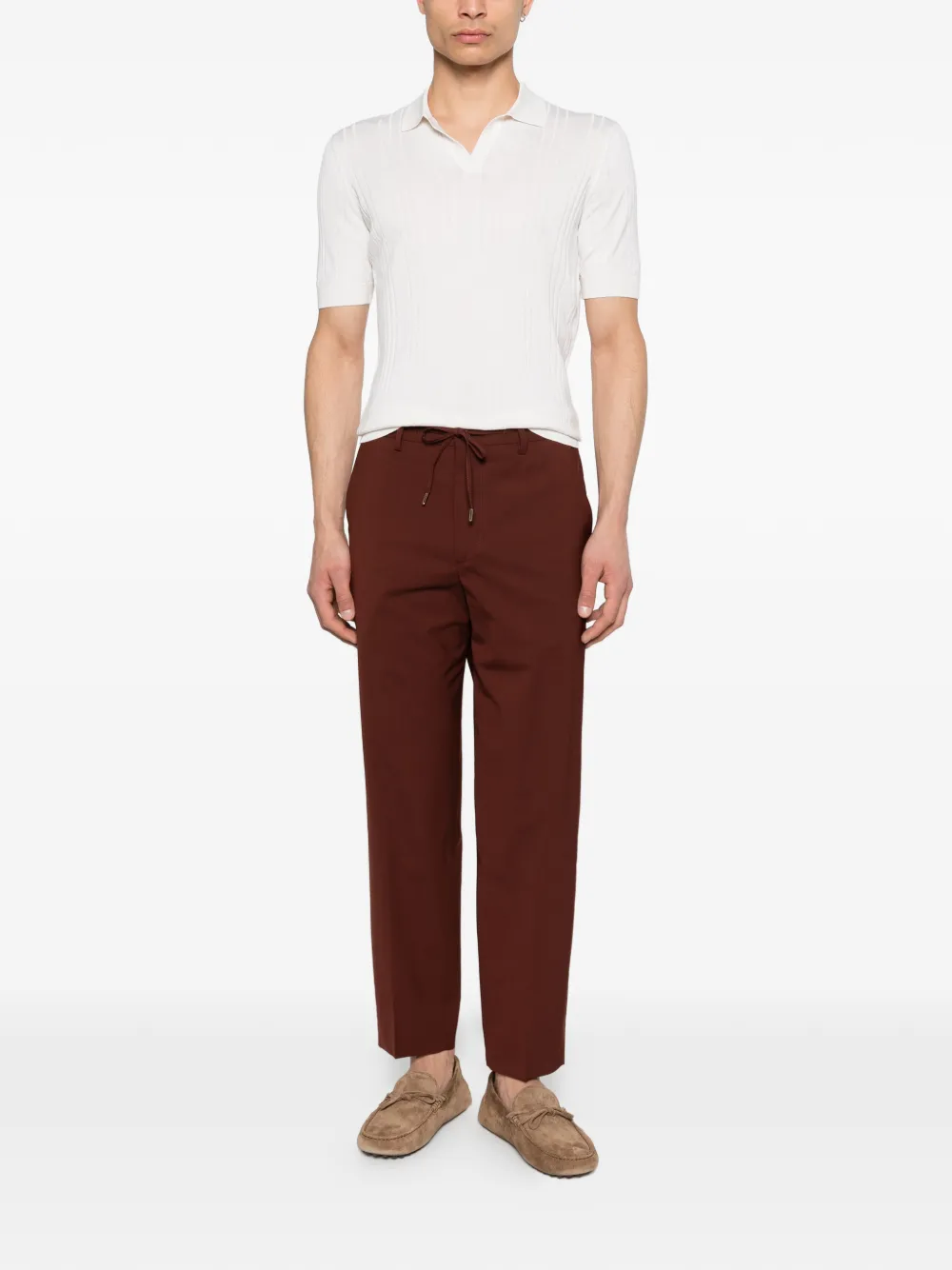 Tagliatore T-shirt met korte mouwen en polokraag Beige