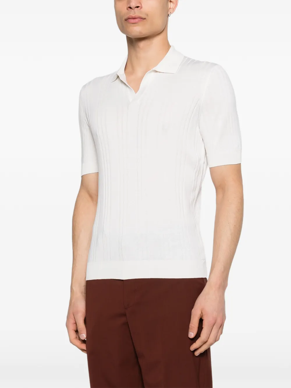Tagliatore T-shirt met korte mouwen en polokraag Beige