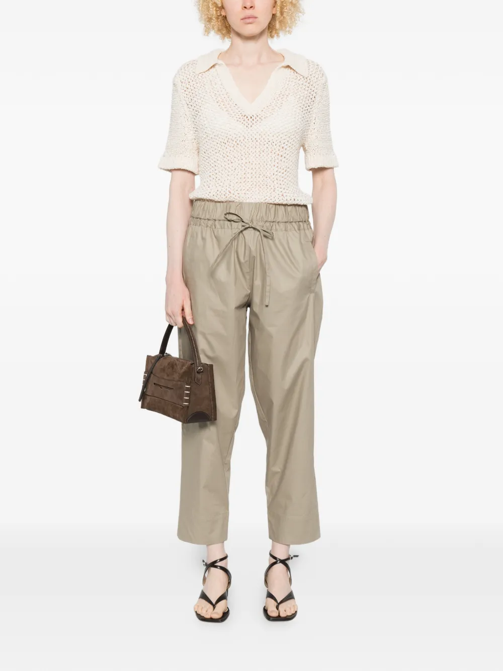  Psophia Drawstring Cropped Trousers - Neutrals 