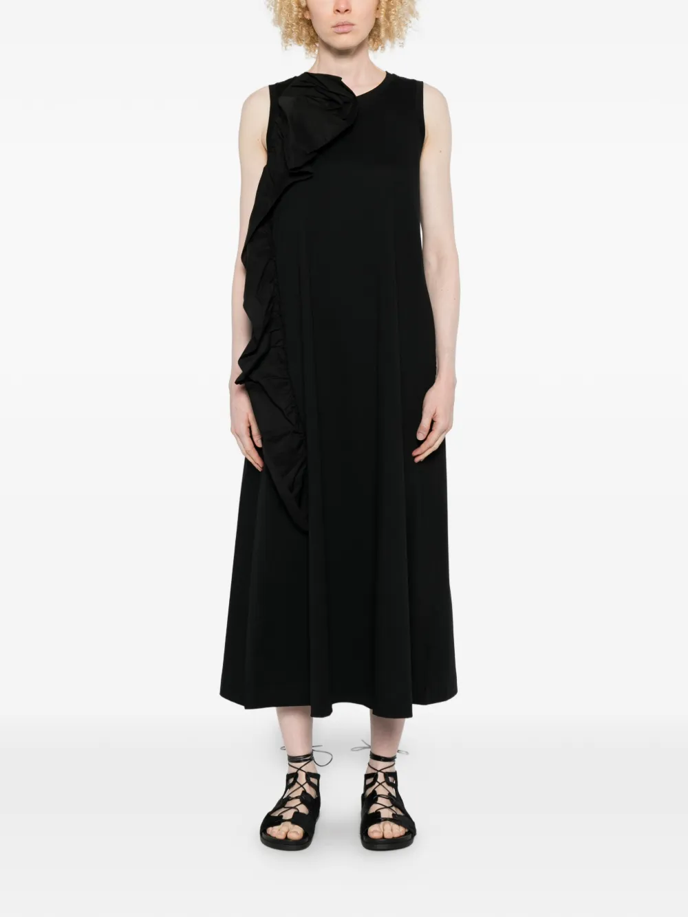  Psophia Ruffled Midi Dress - Black 