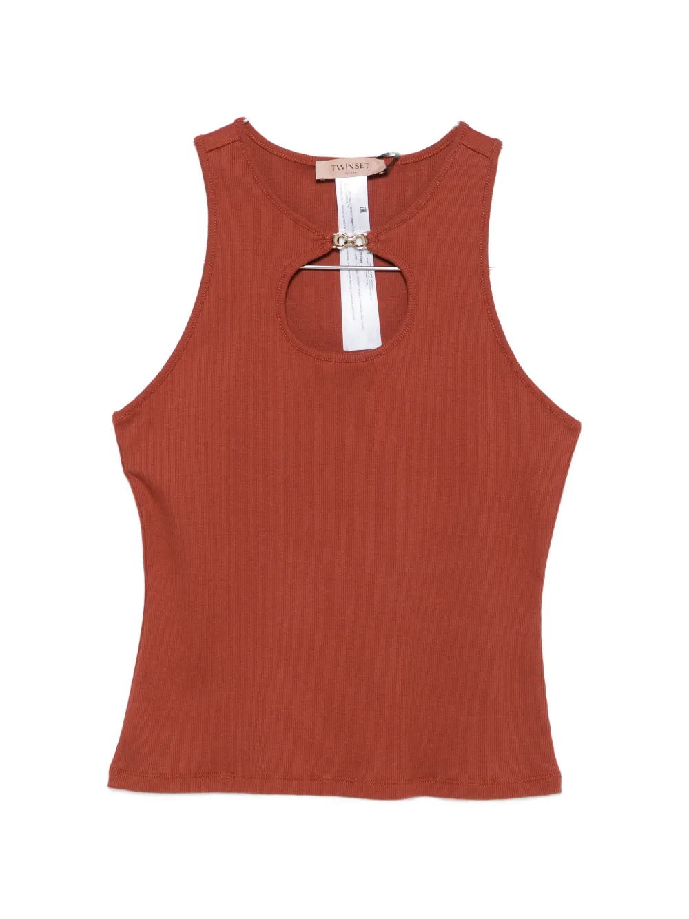 TWINSET keyhole ribbed top - Marrone