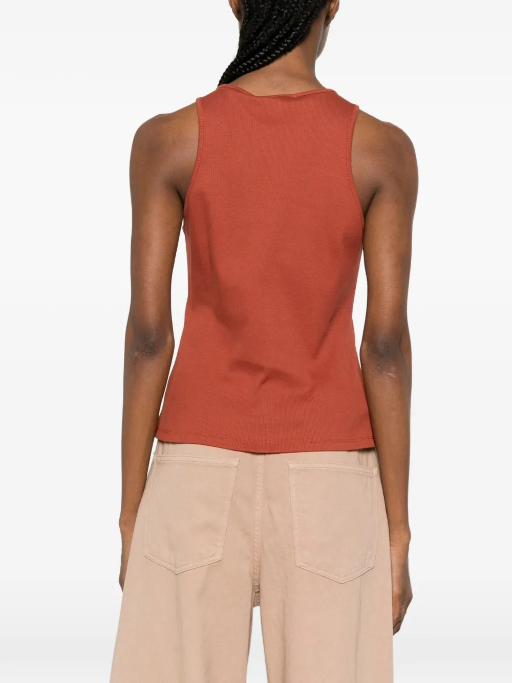 TWINSET Geribbelde top met logo Bruin