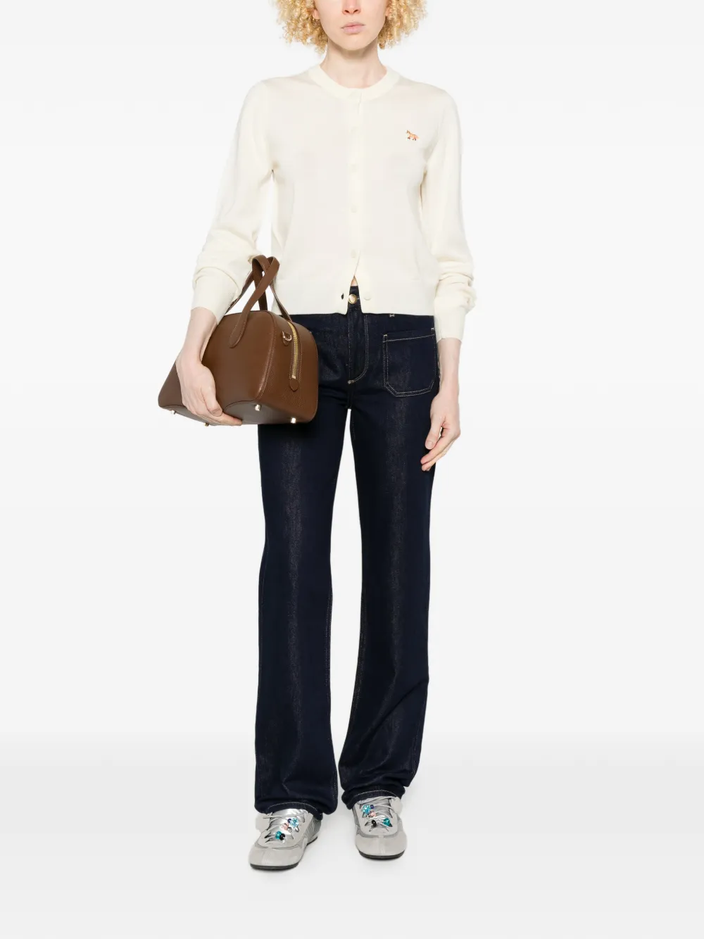  Maison Kitsuné Fox-motif Cardigan - Neutrals 