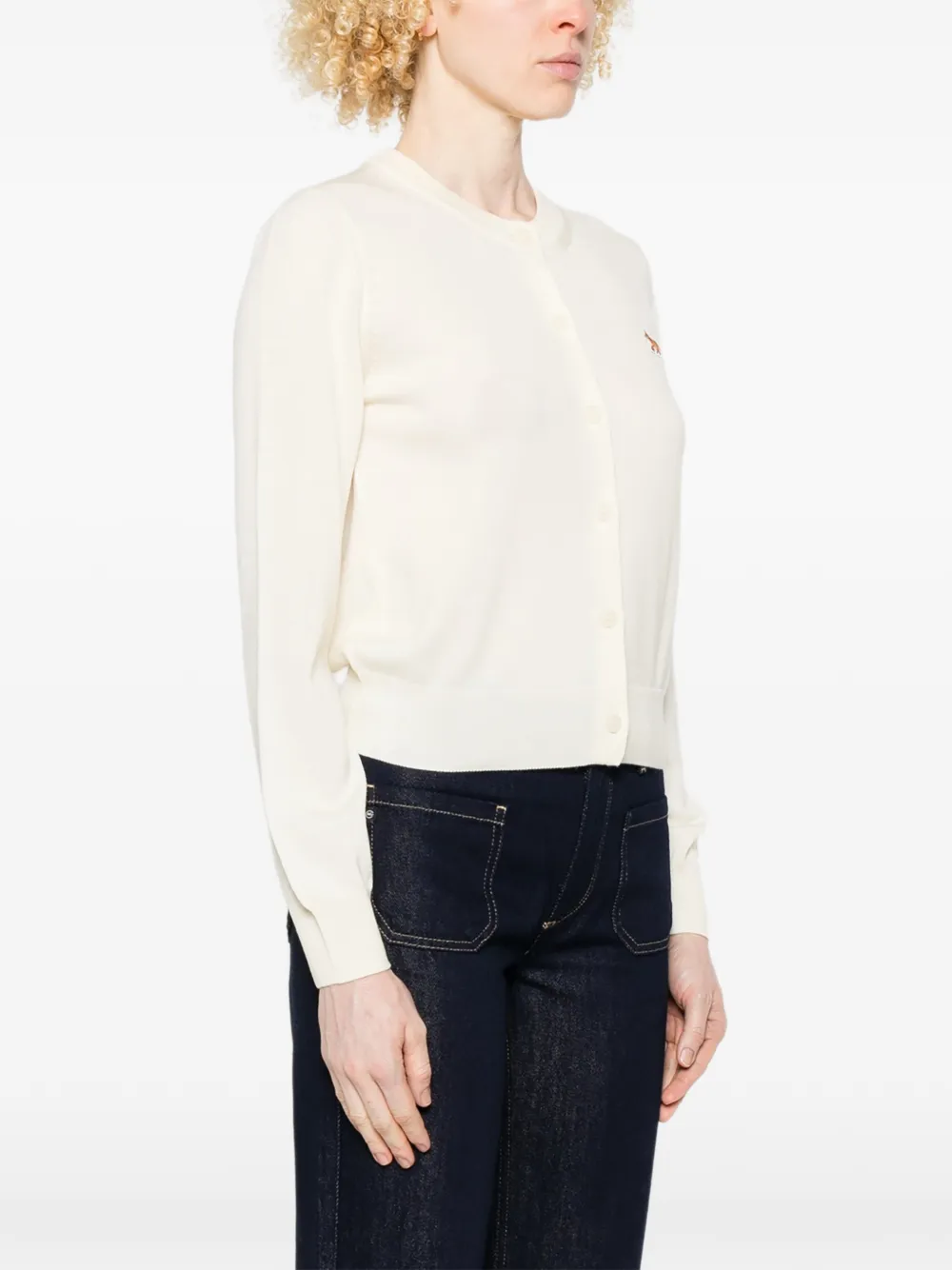  Maison Kitsuné Fox-motif Cardigan - Neutrals 