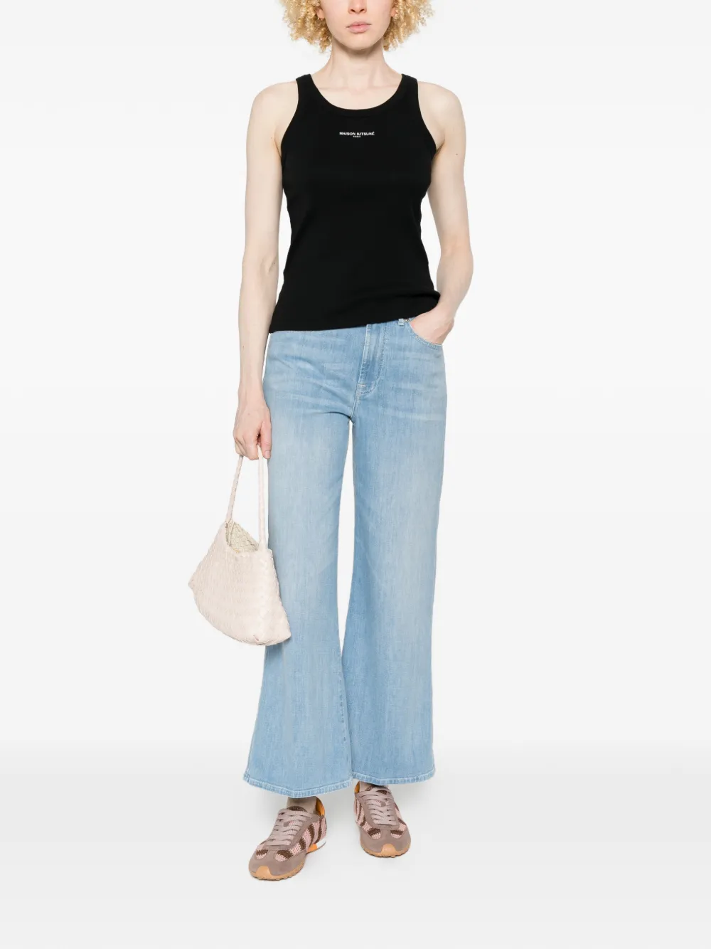 Maison Kitsuné Tanktop met logo Zwart
