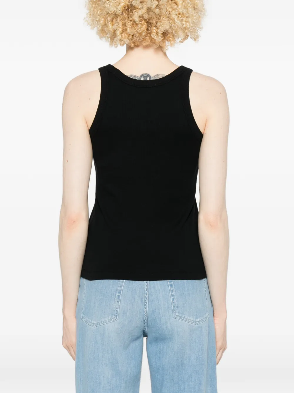 Maison Kitsuné Tanktop met logo Zwart