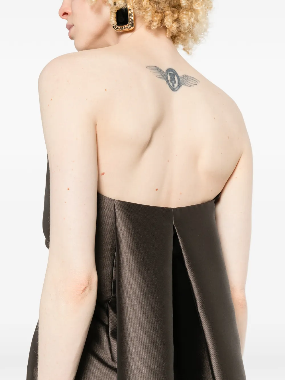 Solace London Kiki strapless maxi-jurk met split Bruin
