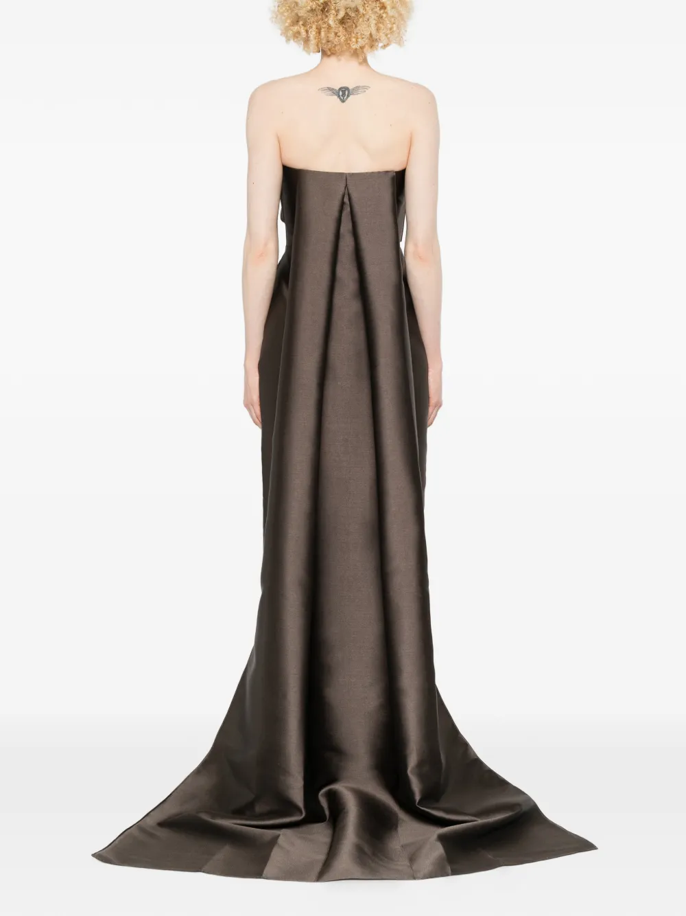Solace London Kiki strapless maxi-jurk met split Bruin