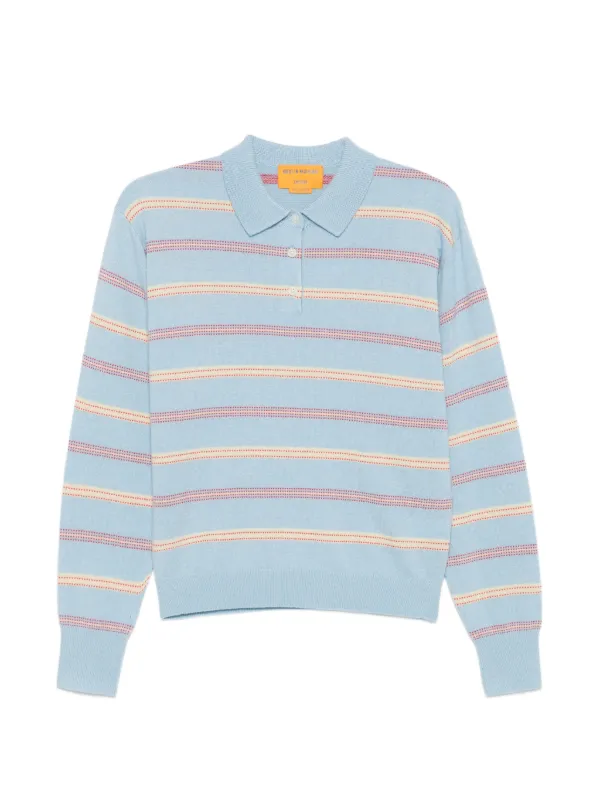 Guest In Residence Collegiate Striped Polo Top in Blue