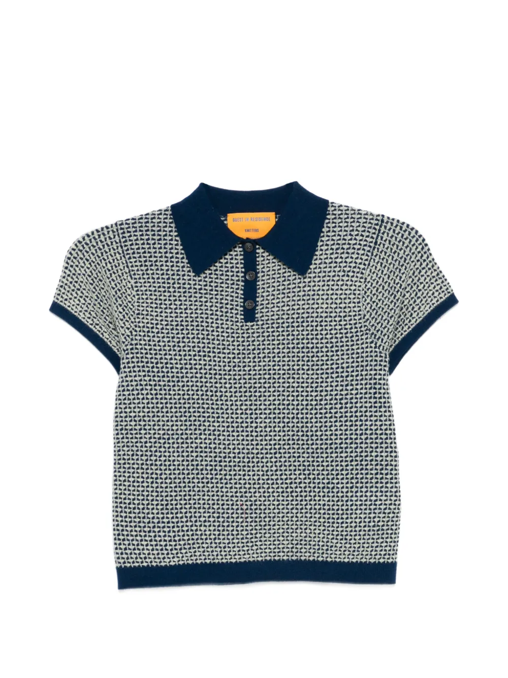 Guest In Residence Pique buttoned short-sleeve polo shirt - Blu