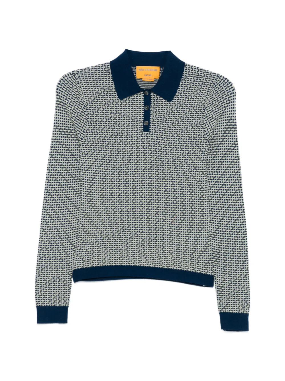Guest In Residence Pique L/S waffle knit polo shirt - Blu