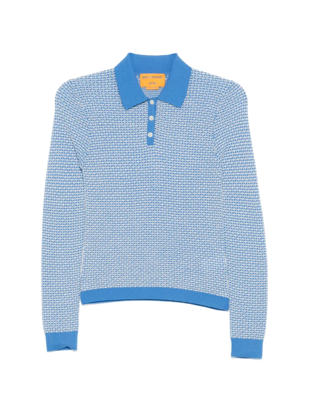Guest In Residence Piquet L/S patterned polo shirt - Blu